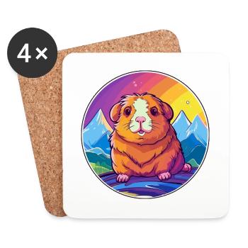 Meerschweinchen Aquarell Karikatur Kawaii Haustier Tier Co - Untersetzer (4er-Set) - Weiß - Vorne