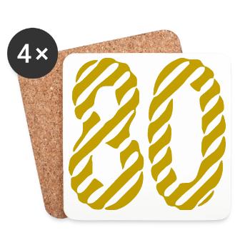 80. 80 JAHRE. 80-JÄHRIGES JUBILÄUM. 80. GEBURTSTAG. - Untersetzer (4er-Set) - Weiß - Vorne