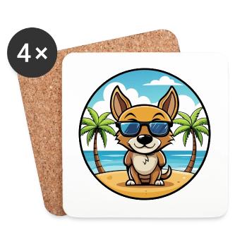 St Miguel Boeud Chien Race Dessin Animé Lunettes De Soleil Plage - Dessous de verre (lot de 4) - blanc - Devant