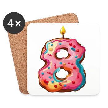 NUMBER 8 CAKE SWEET 8TH BIRTHDAY - Coasters (set of 4) - white - Front