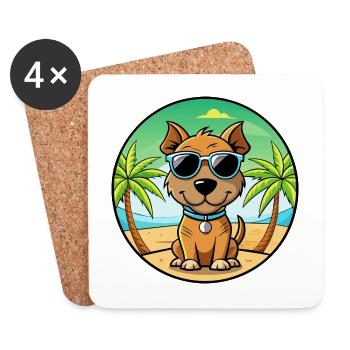 Teddy Roosevelt Terrier Hunderasse Cartoon Strand - Untersetzer (4er-Set) - Weiß - Vorne