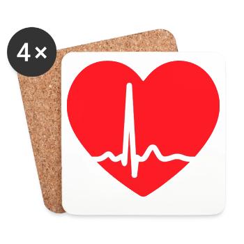 EKG-LEITUNG HERZ - Untersetzer (4er-Set) - Weiß - Vorne
