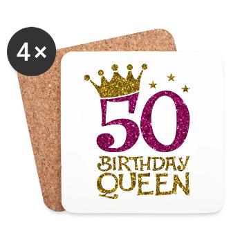 50 Birthday Queen Bday - Untersetzer (4er-Set) - Weiß - Vorne