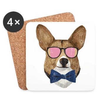 Corgi Hipster - Untersetzer (4er-Set) - Weiß - Vorne