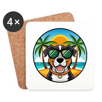 Großer Schweizer Sennenhund Rasse Cartoon Beach - Untersetzer (4er-Set) - Weiß - Vorne