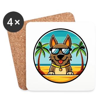 Deutsche Bracke Hunderasse Cartoon Sonnenbrille Strand - Untersetzer (4er-Set) - Weiß - Vorne