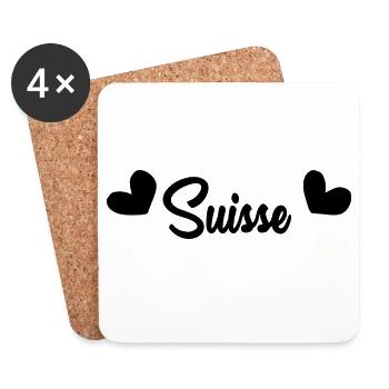 SUISSE. HUMOUR. PAYS. DRAPEAU. GENEVE. LAUSANNE - Dessous de verre (lot de 4) - blanc - Devant
