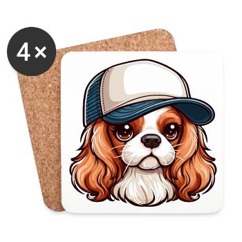 Chien Cavalier King Charles chien - casquette - Dessous de verre (lot de 4) - blanc - Devant