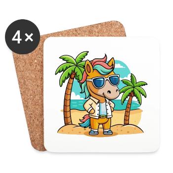 Pferd Lustige Cartoon Sommer Strand Sonnenbrille - Untersetzer (4er-Set) - Weiß - Vorne