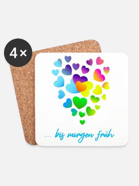Herzen bunte Herzen Herzen Haufen - Untersetzer (4er-Set) - Weiß