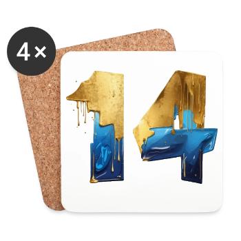 NON. 14 NUMÉRO 14 COOL 14E ANNIVERSAIRE - Dessous de verre (lot de 4) - blanc - Devant