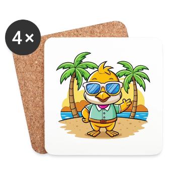 Duck Funny Cartoon Summer Beach Sunglasses - Coasters (set of 4) - white - Front