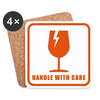 Fragile Handle with Care Versandetikett - Untersetzer (4er-Set) - Weiß - Vorne