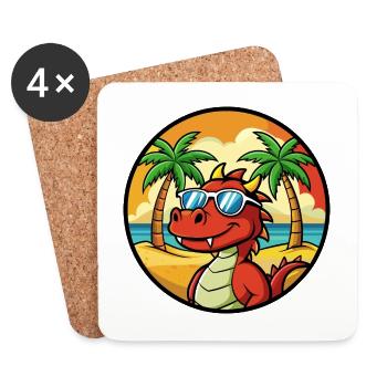Dragon Funny Cartoon Lunettes de soleil de plage d’été cool - Dessous de verre (lot de 4) - blanc - Devant