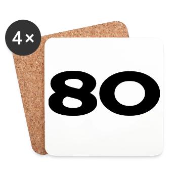 80. 80 JAHRE. 80-JÄHRIGES JUBILÄUM. 80. GEBURTSTAG. - Untersetzer (4er-Set) - Weiß - Vorne