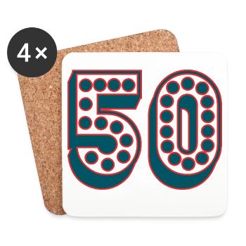50. 50 JAHRE. 50. JAHRESTAG. 50-JÄHRIGES JUBILÄUM. - Untersetzer (4er-Set) - Weiß - Vorne