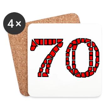70. 70 YEARS. 70th ANNIVERSARY. 70 YEARS ANNIVERSARY. - Coasters (set of 4) - white - Front