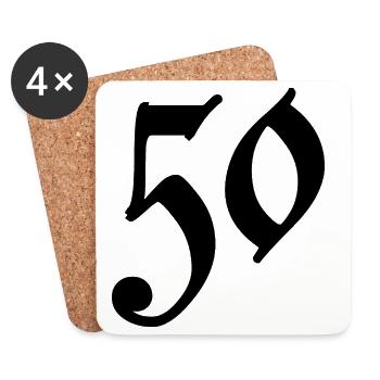 50. 50 ANS. 50e ANNIVERSAIRE. ANNIVERSAIRE 50 ANS. - Dessous de verre (lot de 4) - blanc - Devant