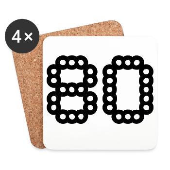 80. 80 ANS. 80e ANNIVERSAIRE. ANNIVERSAIRE 80 ANS. - Dessous de verre (lot de 4) - blanc - Devant