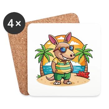 Aardvark Funny Cartoon Lunettes de soleil de plage d’été - Dessous de verre (lot de 4) - blanc - Devant