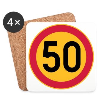 50 Limit / Tempolimit - Untersetzer (4er-Set) - Weiß - Vorne