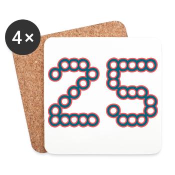 25. 25 YEARS. 25th ANNIVERSARY. 25 YEARS ANNIVERSARY. - Coasters (set of 4) - white - Front