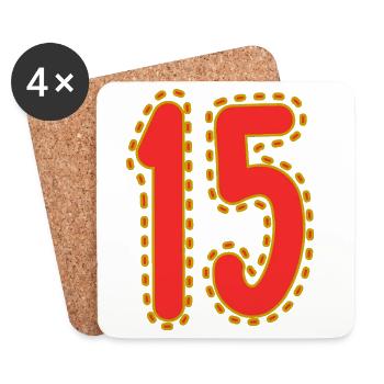 15. 15 ANS. 15e ANNIVERSAIRE. ANNIVERSAIRE 15 ANS. - Dessous de verre (lot de 4) - blanc - Devant