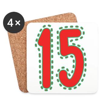 15. 15 ANS. 15e ANNIVERSAIRE. ANNIVERSAIRE 15 ANS. - Dessous de verre (lot de 4) - blanc - Devant