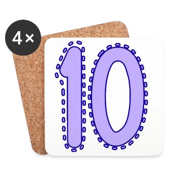 10. 10 YEARS. 10th ANNIVERSARY. 10 YEAR ANNIVERSARY. - Coasters (set of 4) - white - Front