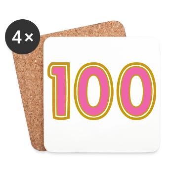 100. 100 YEARS. 100th ANNIVERSARY. 100 BIRTHDAY - Coasters (set of 4) - white - Front
