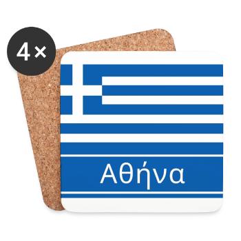 Athens Written in Greek - Coasters (set of 4) - white - Front