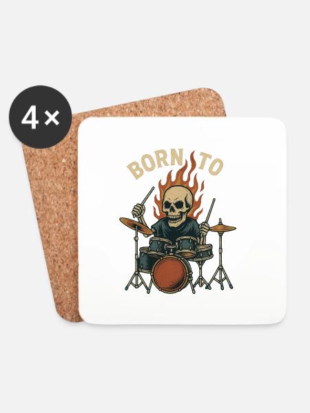 Born To Drum - Untersetzer (4er-Set) - Weiß