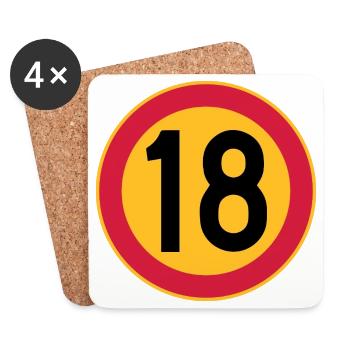 18th Birthday Age 18 Years Sign - Coasters (set of 4) - white - Front