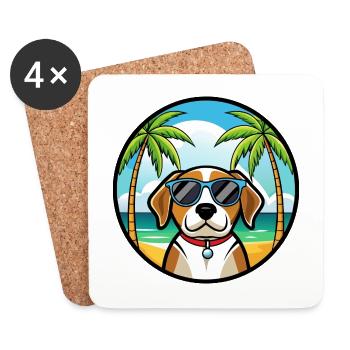 Kerry Beagle Hunderasse Cartoon Sonnenbrille Strand - Untersetzer (4er-Set) - Weiß - Vorne