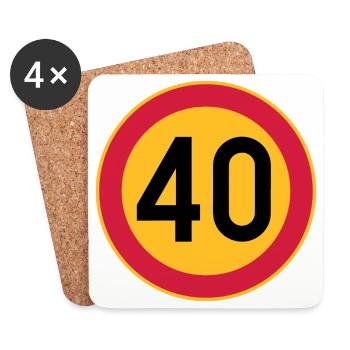 40 Limit / Tempolimit - Untersetzer (4er-Set) - Weiß - Vorne