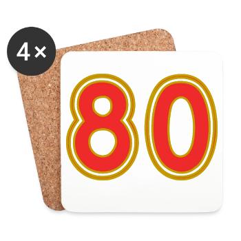 80. 80 ANS. 80e ANNIVERSAIRE. ANNIVERSAIRE 80 ANS. - Dessous de verre (lot de 4) - blanc - Devant