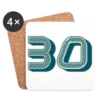 30. 30 ANS. 30e ANNIVERSAIRE. ANNIVERSAIRE 30 ANS. - Dessous de verre (lot de 4) - blanc - Devant
