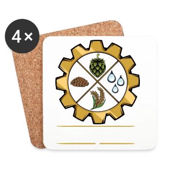 Beergineer Brau-Gear Emblem - Untersetzer (4er-Set) - Weiß - Vorne