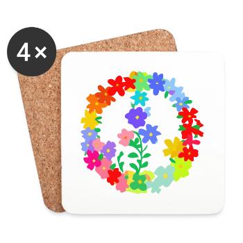 Hippi Blumenkranz Frieden und Liebe - Untersetzer (4er-Set) - Weiß - Vorne