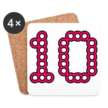 10. 10 YEARS. 10th ANNIVERSARY. 10 YEAR ANNIVERSARY. - Coasters (set of 4) - white - Front
