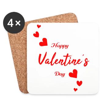 Happy Valentine - Untersetzer (4er-Set) - Weiß - Vorne