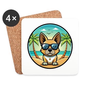 Braque Français Hunderasse Cartoon Sonnenbrille Strand - Untersetzer (4er-Set) - Weiß - Vorne