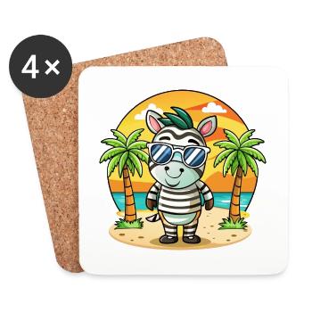 Zebra Lustige Cartoon Sommer Strand Sonnenbrille - Untersetzer (4er-Set) - Weiß - Vorne
