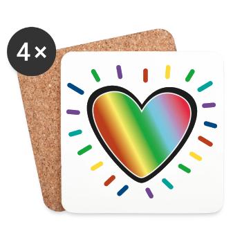 Rainbow Heart Pride Emblem - Coasters (set of 4) - white - Front