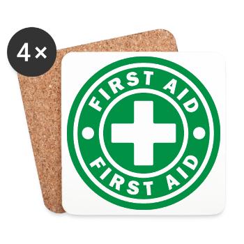 First Aid Medical Cross Sicherheitssymbol Vektor-Symbol - Untersetzer (4er-Set) - Weiß - Vorne