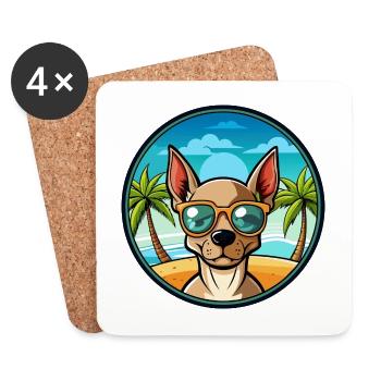 Mexikanische haarlose Hunderasse Cartoon Sonnenbrille Strand - Untersetzer (4er-Set) - Weiß - Vorne