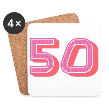 50. 50 ANS. 50e ANNIVERSAIRE. ANNIVERSAIRE 50 ANS. - Dessous de verre (lot de 4) - blanc - Devant