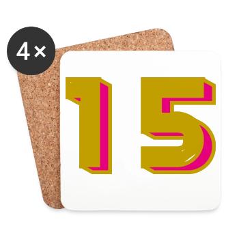 15. 15 ANS. 15e ANNIVERSAIRE. ANNIVERSAIRE 15 ANS. - Dessous de verre (lot de 4) - blanc - Devant