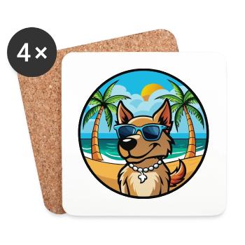 Magyar Agar Chien Race Dessin Animé Lunettes de soleil Plage - Dessous de verre (lot de 4) - blanc - Devant