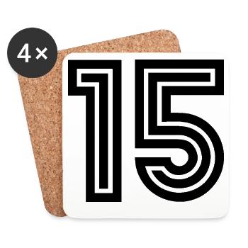 15. 15 ANS. 15e ANNIVERSAIRE. ANNIVERSAIRE 15 ANS. - Dessous de verre (lot de 4) - blanc - Devant